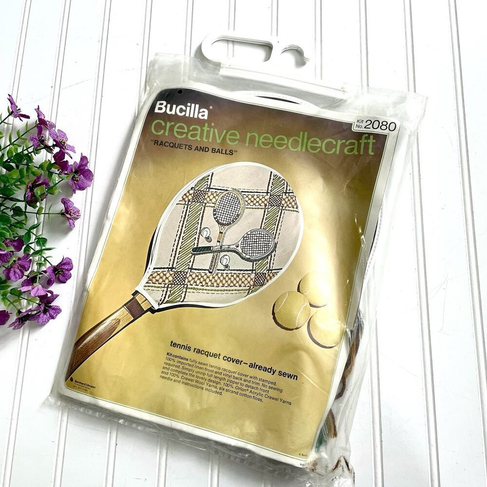 Vintage Bucilla Creative Needlecraft Tennis Racquet Cover Kit 2080 NOS